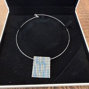 Vintage  Swarovski Silver Choker/Necklace with Mesh Crystal Pendant